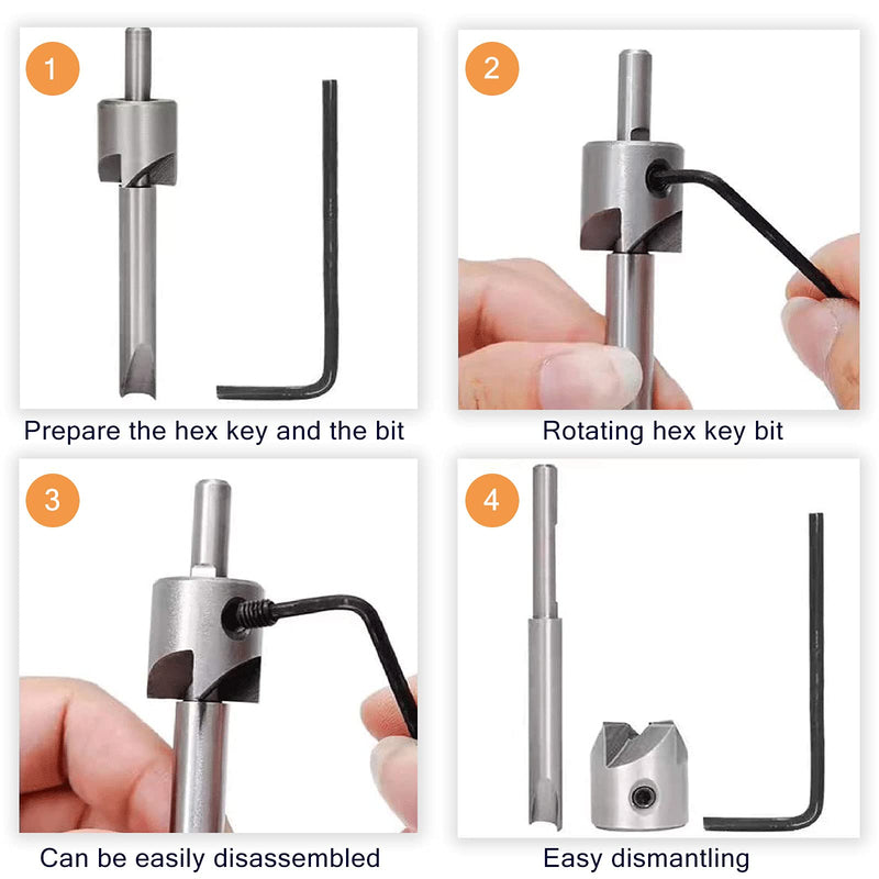 Wood Turning Pen Barrel Kits, 7 Pcs Trimming Mandrel Set (3/4" Cutting Head, 7mm, 8mm, 3/8", 10mm Pilot Cutter Shafts, 0 Size Adaptor Sleeve and Hex Key Wrench) - NewNest Australia