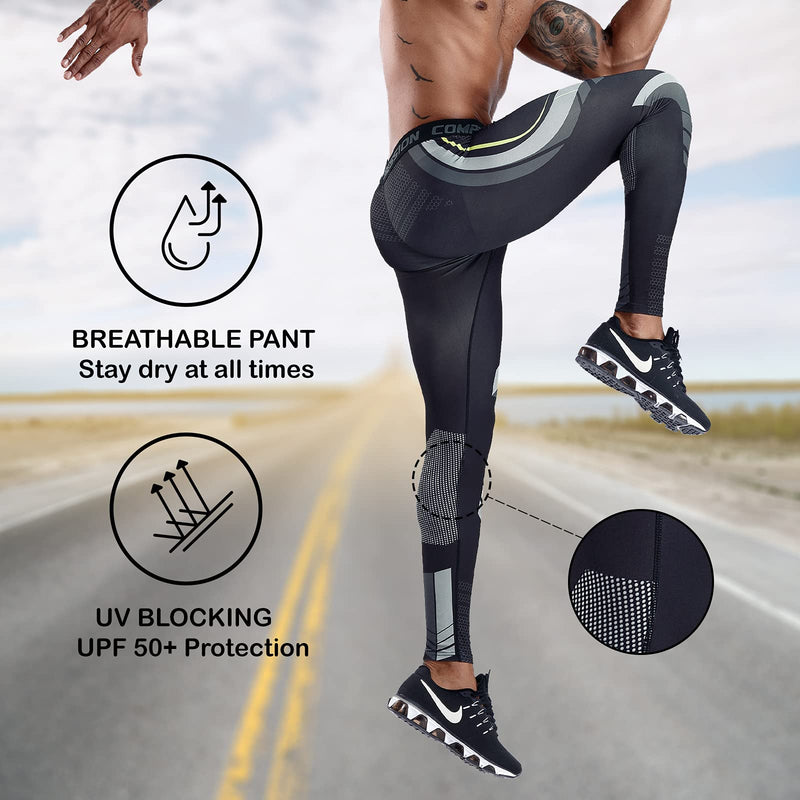 OEBLD Compression Pants Men UV Blocking Running Tights 1 or 2 Pack Gym Yoga Leggings for Athletic Workout Black+reddotpant X-Large - NewNest Australia