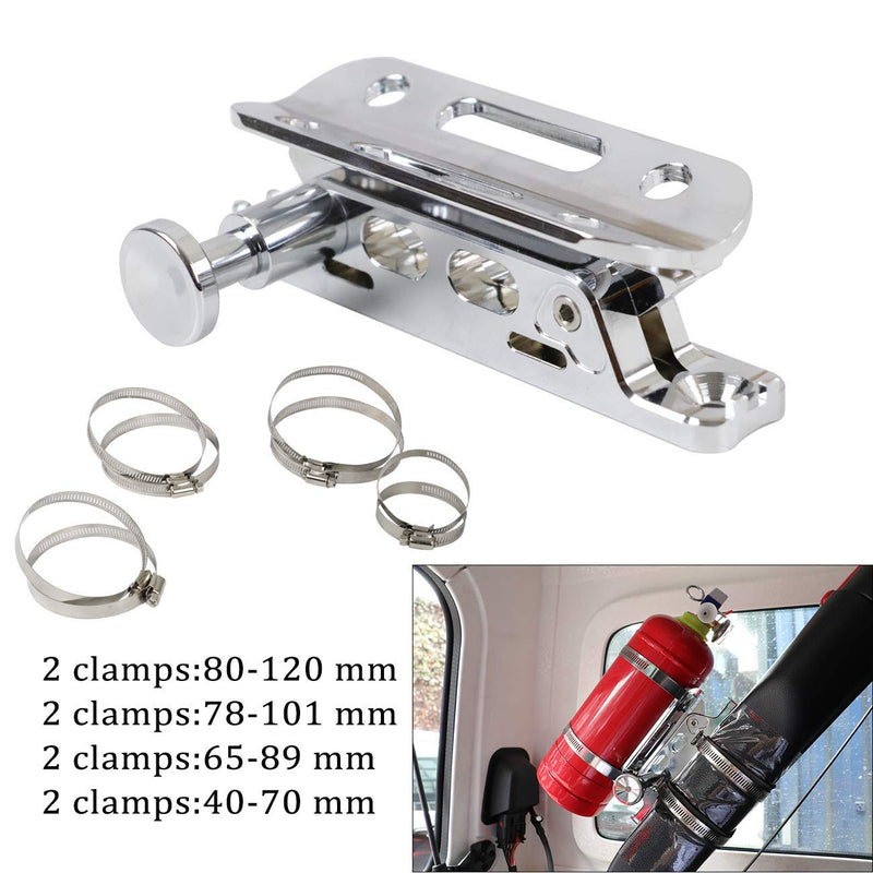 KOLEMO Quick Release Adjustable Roll Bar Fire Extinguisher Holder Mount with 8 Clamps for Jeep Wrangler UTV Polaris RZR Ranger Camper Van with Pillar Universal Vehicle Home and Office,Chrome Chrome - NewNest Australia