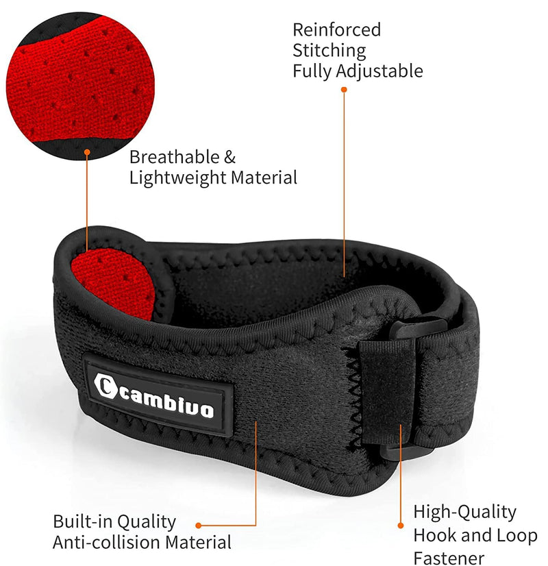 CAMBIVO 2 Pack Patella Tendon Knee Strap, Knee Support Brace for Women Men, Adjustable Band for Hiking, Soccer, Basketball, Baseball, Running, Tennis, Volleyball, Squats Black/White - NewNest Australia