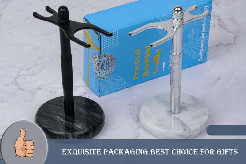 GMYIAK Razor and brush stand, razor holder with marble base is more stable, the base does not rust and the fitted protective distance protects your worktop, a gift (white). - NewNest Australia