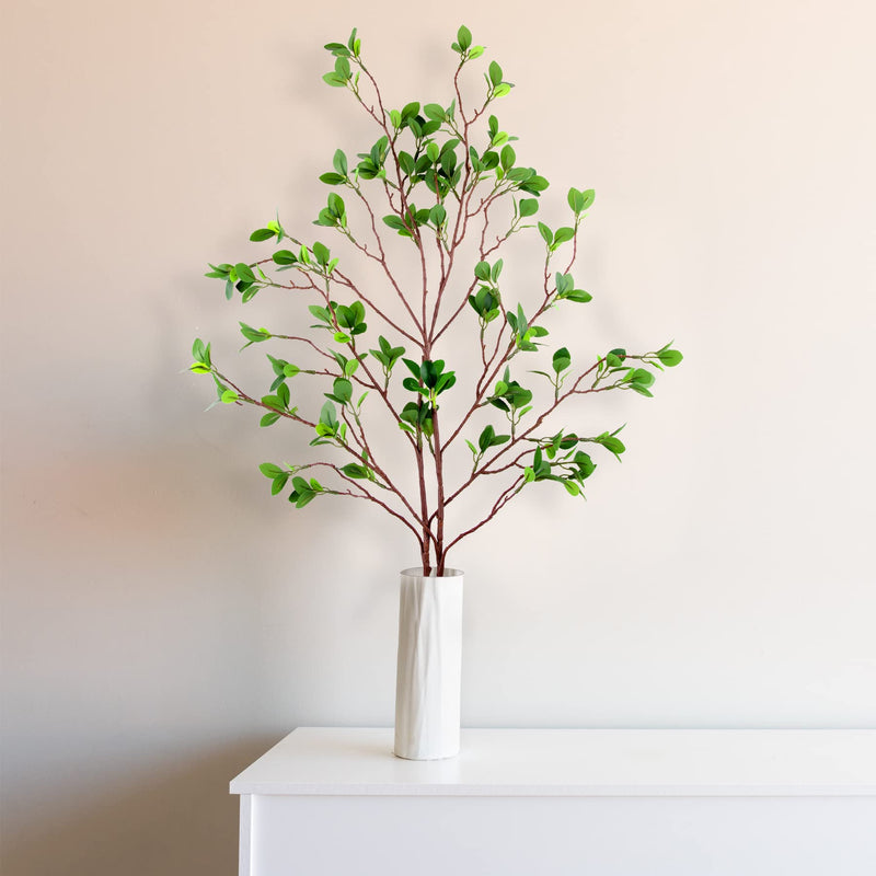 AUSTOR 2 Packs 45" Artificial Greenery Stems Faux Ficus Branches Leaf Stem Faux Eucalytus Branches Fake Green Bushes Shrubs Ficus Twig Stems for Vase Filler Home Wedding Office Decor - NewNest Australia