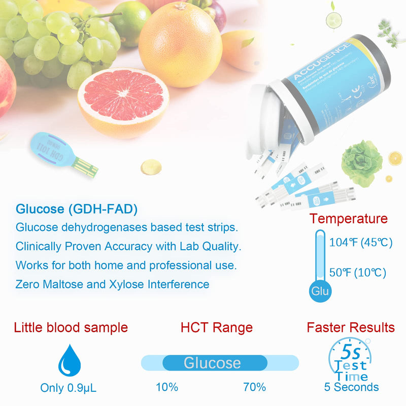 ACCUGENCE Blood Glucose Test Strips With 50 Test Strips Lancets Diabetes Blood Sugar Test Strips. (Suitable for ACCUGENCE PM900 Multifunctional blood glucose monitor) 50Pcs Blood Glucose Test Strips - NewNest Australia