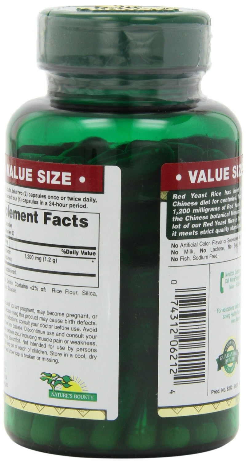 Nature's Bounty Red Yeast Rice Pills and Herbal Health Supplement, Dietary Additive, 600mg, 120 Capsules 120 Count - NewNest Australia