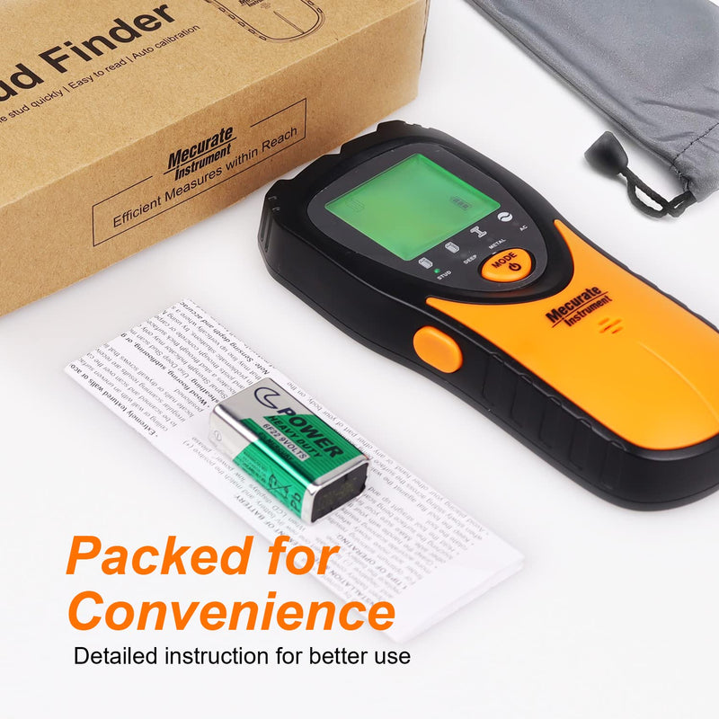 Mecurate Stud Finder Wall Scanner Sensor - 5 in 1 Electronic Stud with LCD Display & Audio Alarm for Wood AC Live Wire Metal Studs Detection Joist Pipe - NewNest Australia