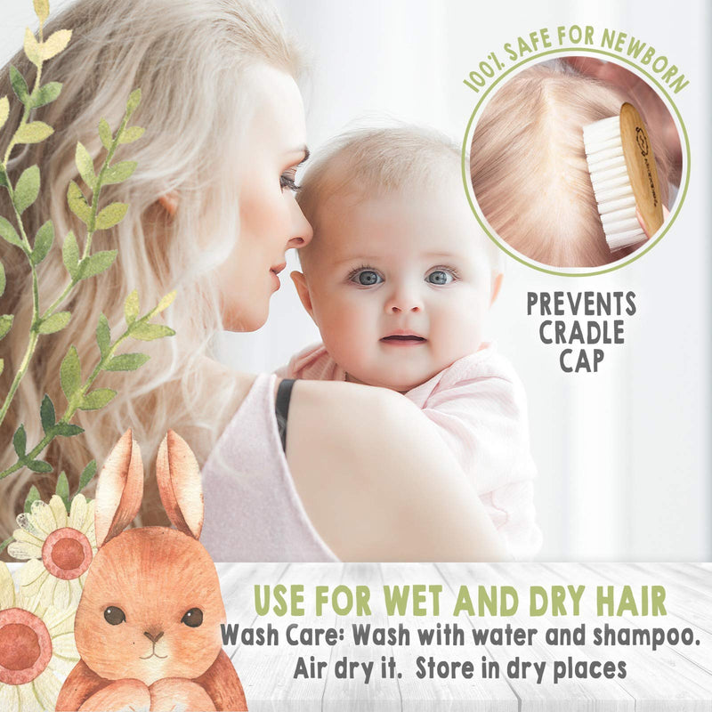 Baby Hair Brush - Baby Brush with Soft Goat Bristles - Cradle Cap Brush - Perfect Scalp Grooming Product for Infant, Toddler, Kids (Walnut, Oval) Brown 1 Count (Pack of 1) - NewNest Australia