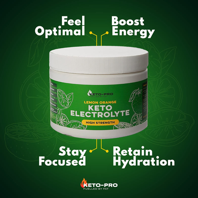 Keto-Pro Keto Electrolytes 250g | Keeping You Electric | Electrolyte Powder & Salts with Astaxanthin | Supporting Your Keto Fasting, Health & Fitness Goals | Lemon Orange Flavour - NewNest Australia