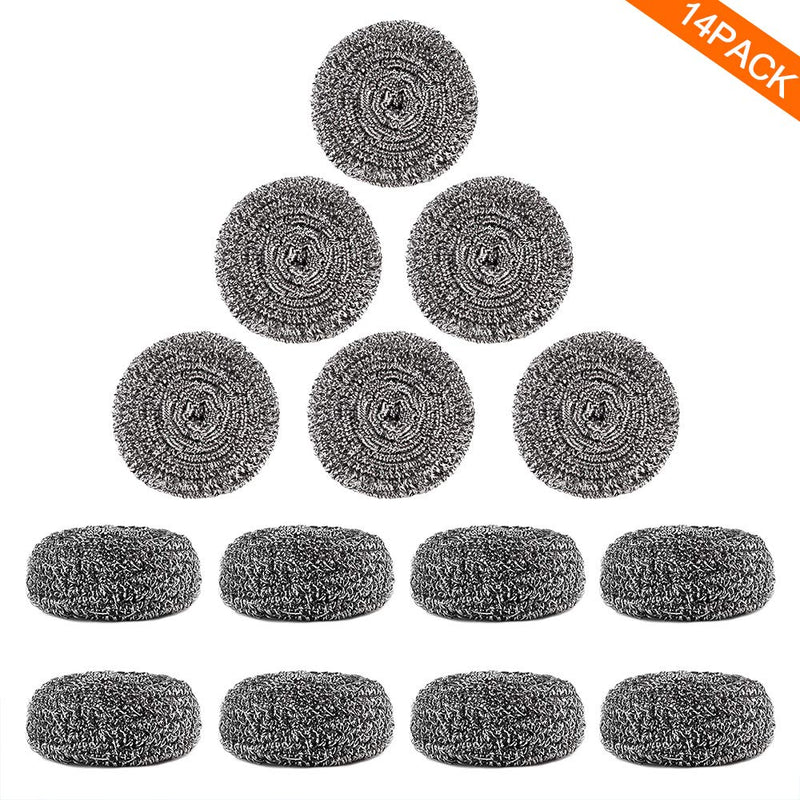 14Pack Upgraded Steel Wool Scrubbers by ovwo - Premium Stainless Steel Scrubber, Metal Scouring Pads, Steel Wool Pads, Kitchen Cleaner, Heavy Duty Cleaning Supplies - Especially for Tough Cleaning - NewNest Australia