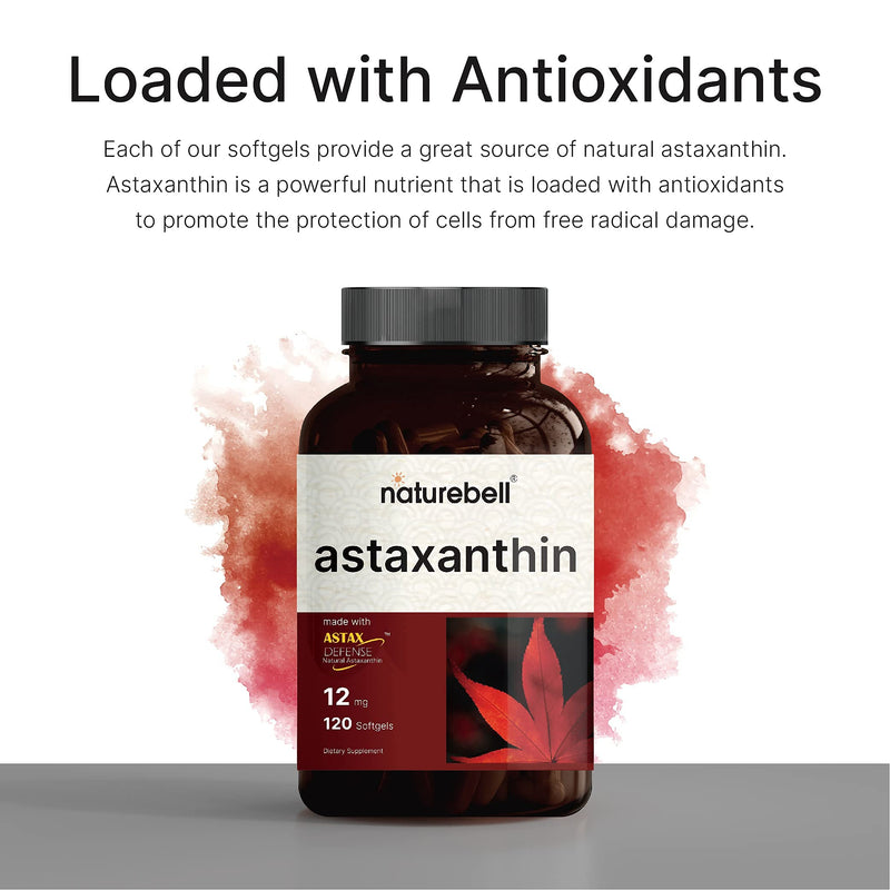 Maximum Strength Astaxanthin Softgel Supplements, Astaxanthin 12mg, 120 Softgels, 4 Month Supply, Strongly Promotes Skin & Joint Health, Hear Function and Immune Support, Non-GMO - NewNest Australia