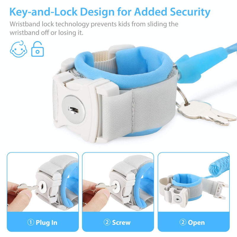 Toddler Leash, Dr.meter Anti Lost Wrist Link Secure Walking Harness with Key Lock for Kids Baby, 2.5M / 8.2ft Safety Wristband Rope - NewNest Australia