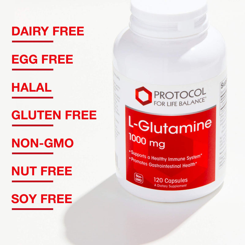 Protocol L-Glutamine 1000mg - Amino Acid - Muscle Tissue, Gut Health, Immune Health - 120 Veg Caps - NewNest Australia