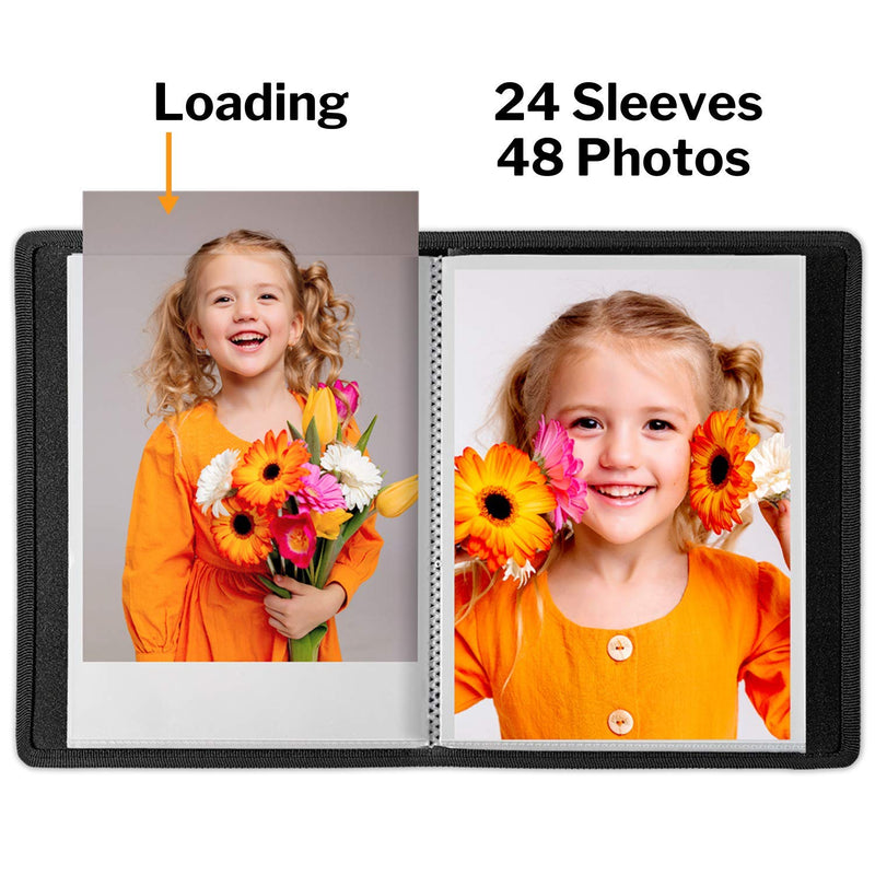 Dunwell Small Picture Book for 4x6" Photos - (Black, 2 Pack), Soft Cover Photo Portfolio Binder, 4 x 6 Scrapbook for Artwork, 24 Pages Hold 48 Pictures, Art Presentation Book for Postcards or Picture Storage, Mini Photo Albums 6x4" Black - NewNest Australia