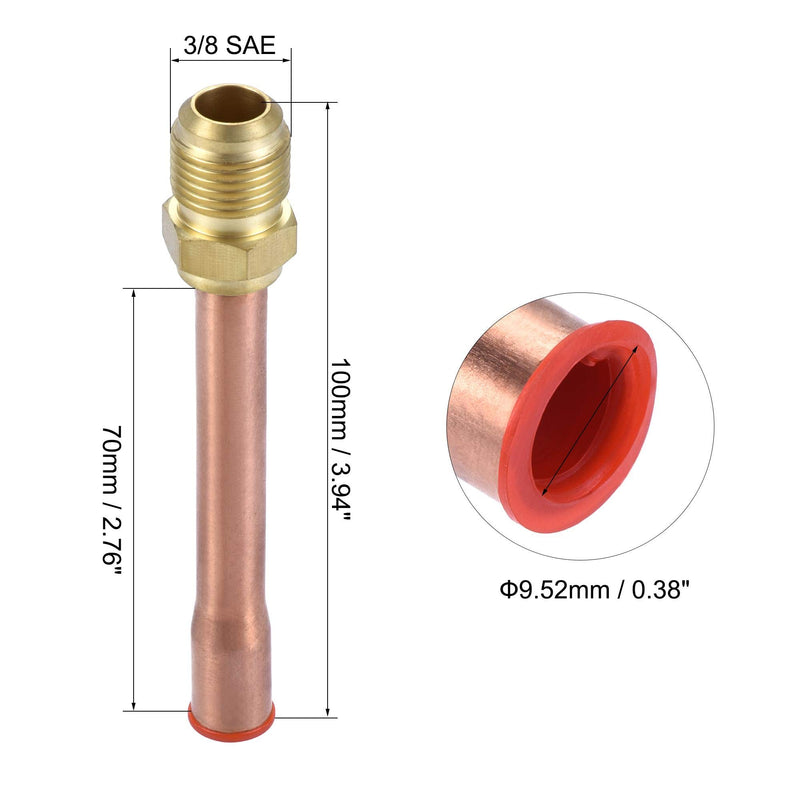 uxcell Brass Pipe fitting, 3/8 SAE Flare Male Thread, Tubing Adapter with Tube Welded, for Air Conditioner Refrigeration, 2Pcs - NewNest Australia
