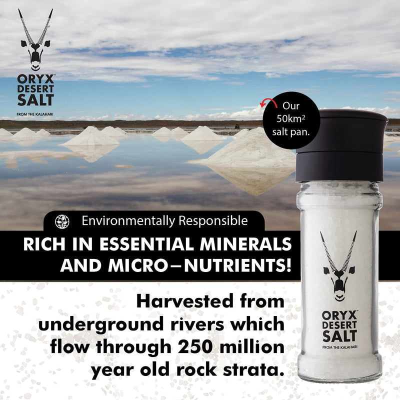 Desert Salt Grinder by Oryx | Ceramic Grinder for Salt | Naturally Organic Gourmet Salt, Unrefined Salt | Kalahari Desert Salt | 100g/3.52 oz. Salt Grinder - NewNest Australia