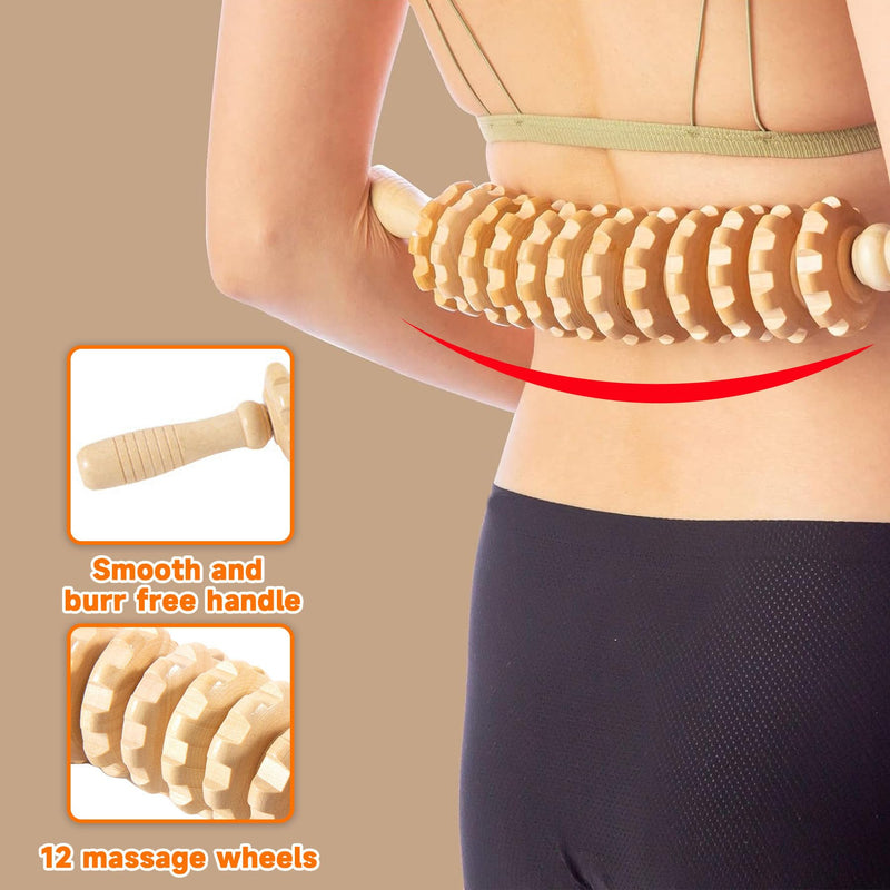 Wooden Massage Roller & Trigger Wooden Set, Massage Roller With Handle, Massage Sticks Trigger Point, Back Massagers Wood, Hand Massager Massage Aid For Legs Shoulders, Wood Therapy Massage Tools - NewNest Australia