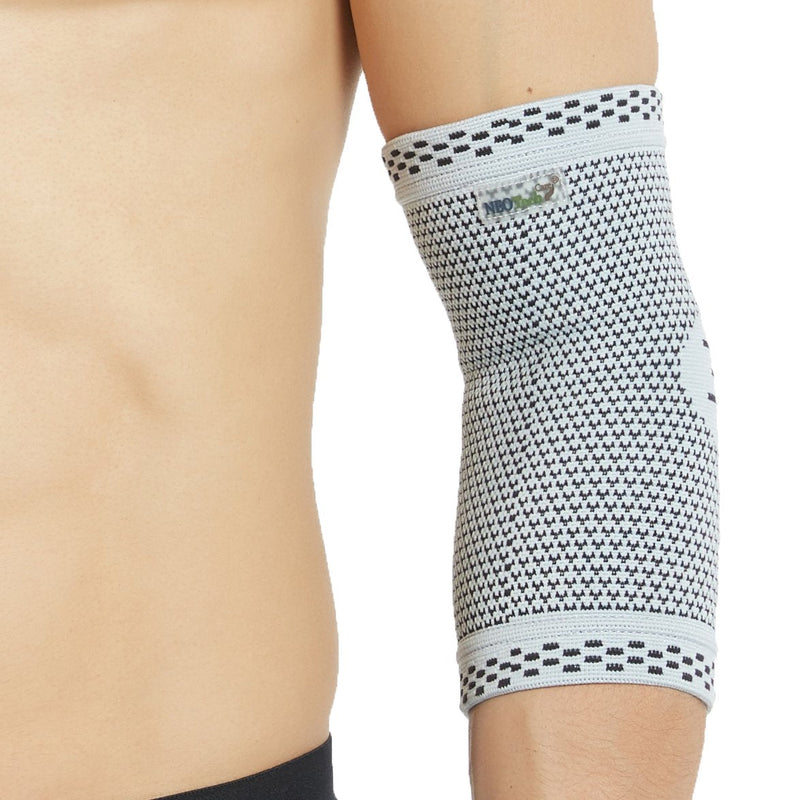 Neotech Care Elbow Support Sleeve - Bamboo Fiber 3D Weaving Knitted Fabric - Elastic & Breathable - For Golf, Tennis, Sports - Right or Left Arm - Grey Colour (Size M, 1 Unit) - NewNest Australia