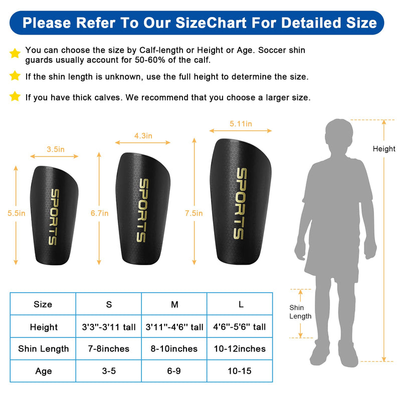Shin Guards Soccer Youth, Shin Guards Kids with Upgraded Non-Slip Pockets Sleeves, Breathable Child Calf Cushioning Protective Gear for 3-15 Years Old Boys Girls Kids Teenagers black Large - NewNest Australia