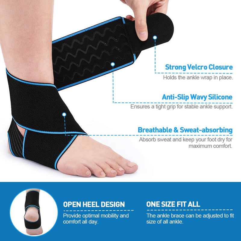 WASPO Ankle Support Brace - Adjustable Ankle Brace Wrap Strap for Sports Protect, Plantar Fasciitis, Achilles tendonitis, Ligament damage, Injury Recovery, One Size for Men Women 1 PC Blue Blue-1PC - NewNest Australia