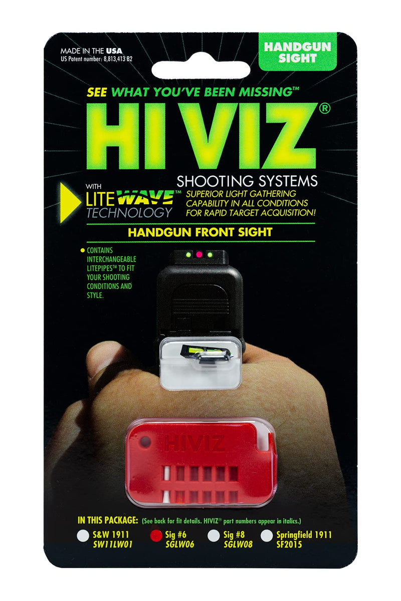 HIVIZ SGLW06 Interchangeable LITEWAVE Front Handgun Sight for Sig Sauer 6, Green, Red, and White - NewNest Australia