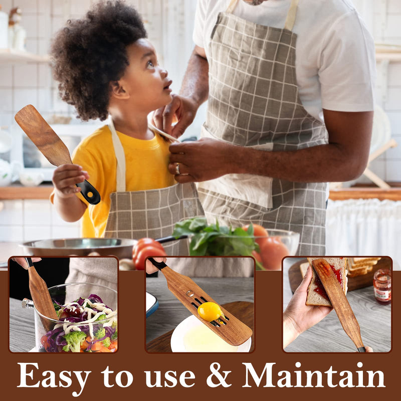 5 Pcs Acacia Wood Spurtle Kitchen Tool Flat Spatula Slotted Turner Spoon Cooking Utensils on TV Best Wooden Spatula Spurtle Set for Serving, Cake, Baking, Burger Spatulas - NewNest Australia