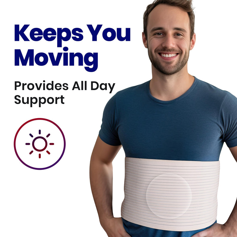 Hernia Belt for Men and Women - Beige Abdominal Binder for Umbilical Hernias & Navel Belly Button Hernias with Compression Pad for Hernia Support and Stomach (L/XL (37" to 51")) L/XL (37" to 51") - NewNest Australia