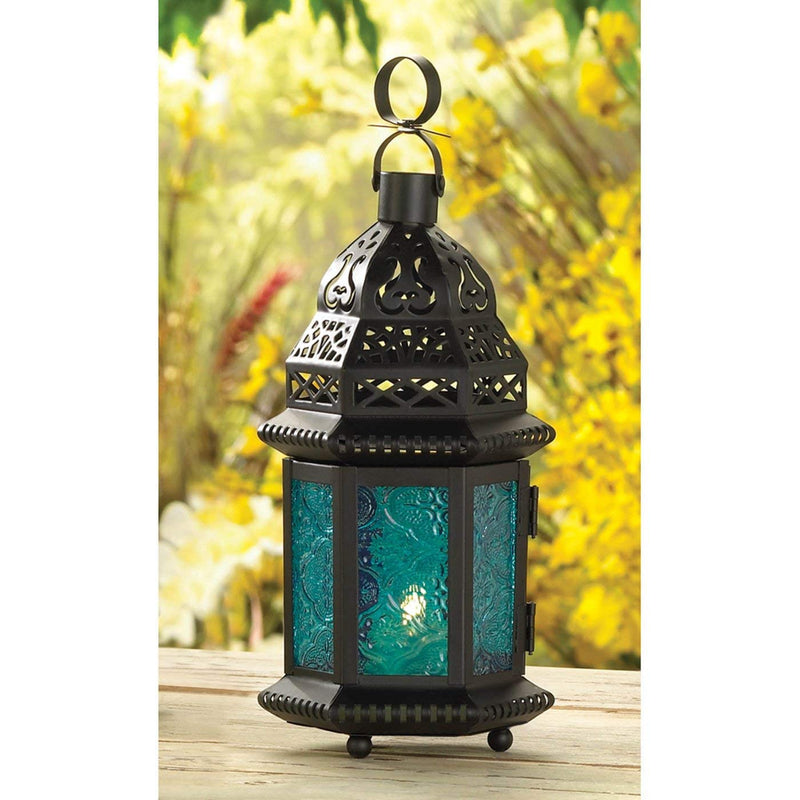 NewNest Australia - Koehler 37438 10.25 Inch Blue Glass Moroccan Style Lantern 