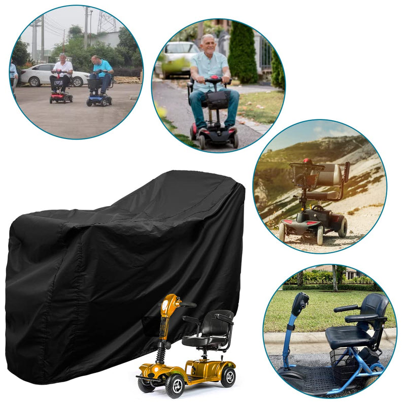 Heavy Duty Mobility Scooter Cover with Storage Bag, 190D Oxford Waterproof Anti-uv Wheelchair Storage Cover Anti Dust Motorbike Protect Cover for Most Mobility Scooter (190*71*117cm) 190*71*117cm - NewNest Australia