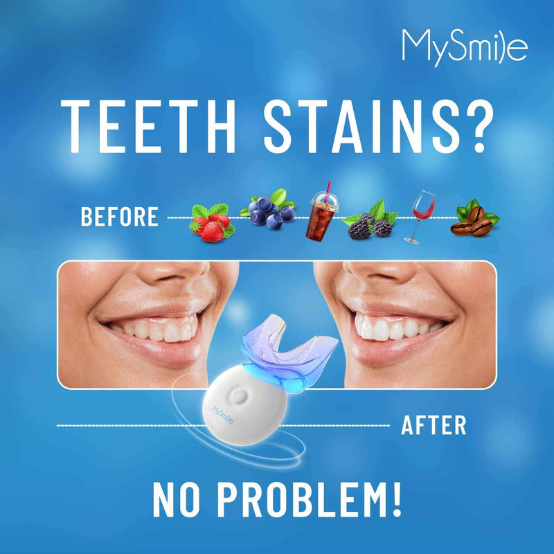 MySmile Teeth Whitening Kit with LED Light, 10 Min Non-Sensitive Fast Teeth Whitener with 3 Carbamide Peroxide Teeth Whitening Gel, Helps to Remove Stains from Coffee, Smoking, Wines, Soda, Food - NewNest Australia