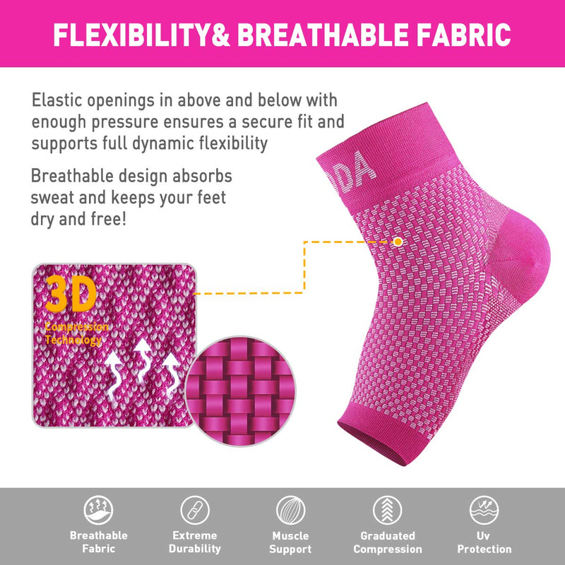 AVIDDA Plantar Fasciitis Socks with Heels Arch Supports, Compression Sleeves Ideal for Arthritis Pain Relief and Suitable for Sports, Ankle Supports for Men and Women Pink-1-M M Pink Pair - NewNest Australia