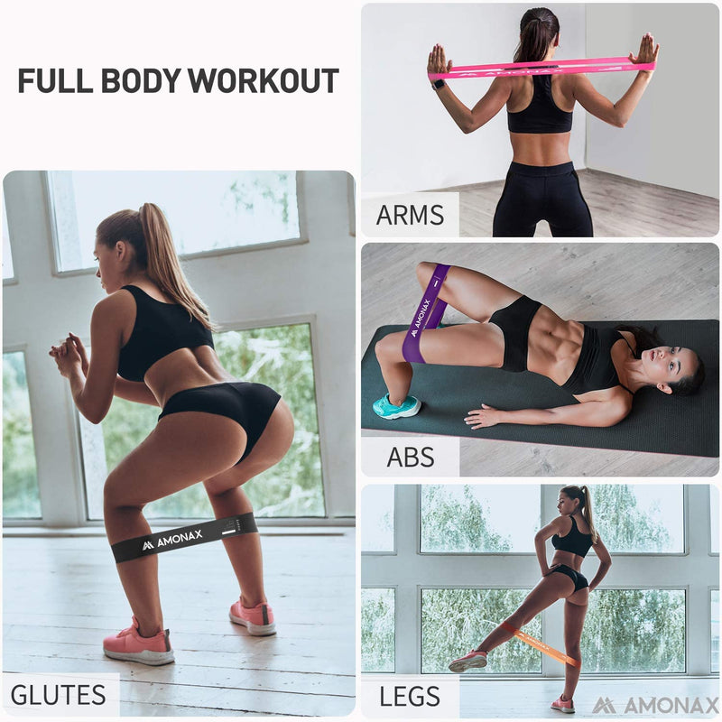 Amonax Resistance Bands Set for Women and Men, Exercise Fitness Home Gym Bands for Legs and Glutes and Arms. Yoga, Pilates Resistant Band Mini Loop Bands, Therapy Stretch Band Pink+Orange+Purple+Grey - NewNest Australia