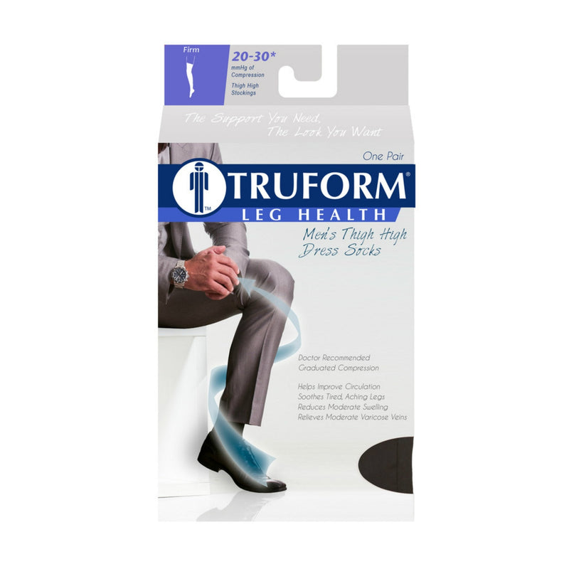 Truform Compression Socks, 20-30 mmHg, Men's Dress Socks, Thigh High Over Knee Length, Black, Small Small (1 Pair) - NewNest Australia