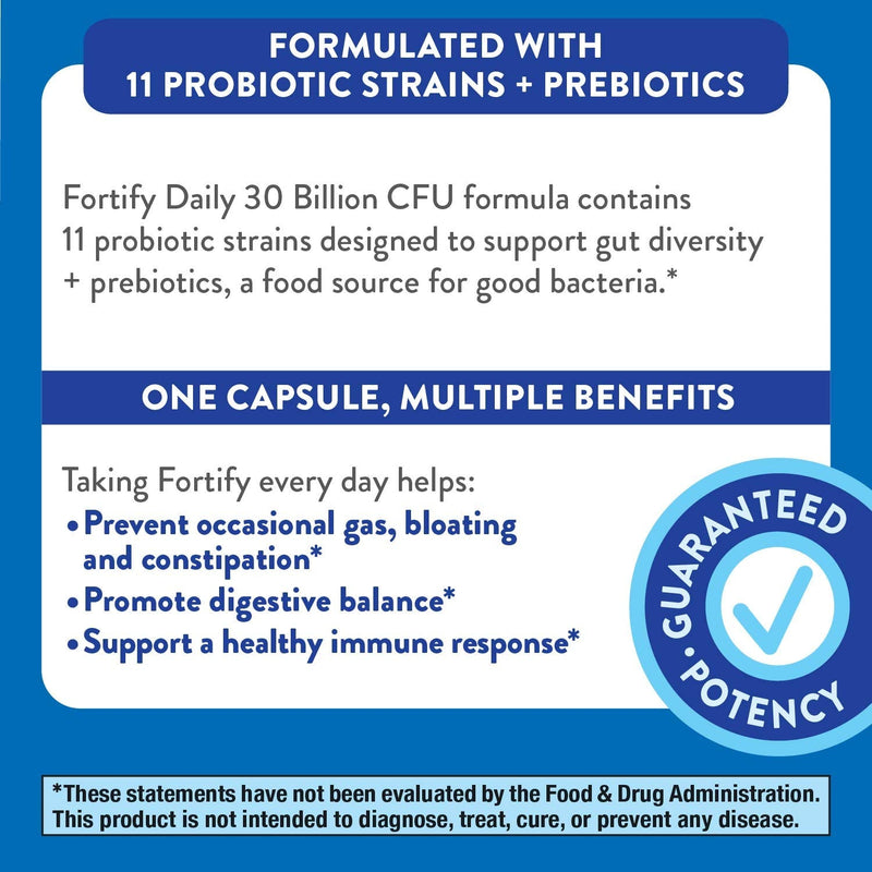 Nature’s Way Fortify Daily Probiotic for Adults, 30 Billion Live Cultures, 10 Strains, Prebiotics, 30 Capsules - NewNest Australia