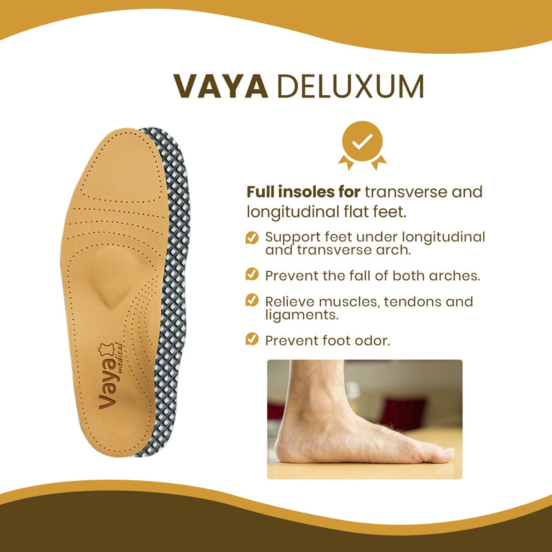 Vaya Deluxum - Premium Sheepskin Orthopedic Insole - Fallen Arch Support, Metatarsalgia, Supination, Flat Feet & Heel Pain Shock Absorption - Comfortable leather Inner Sole Full Orthotic (Men & Women) 5.5 - NewNest Australia
