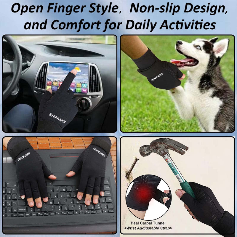 2 Pairs Copper Arthritis Gloves, Fingerless Compression Gloves For Men And Women, Arthritis Pain Relief For Carpal Tunnel, Rsi, Tendinitis, Hand Pain Typing Gaming Knitted Gloves (S/M) - NewNest Australia