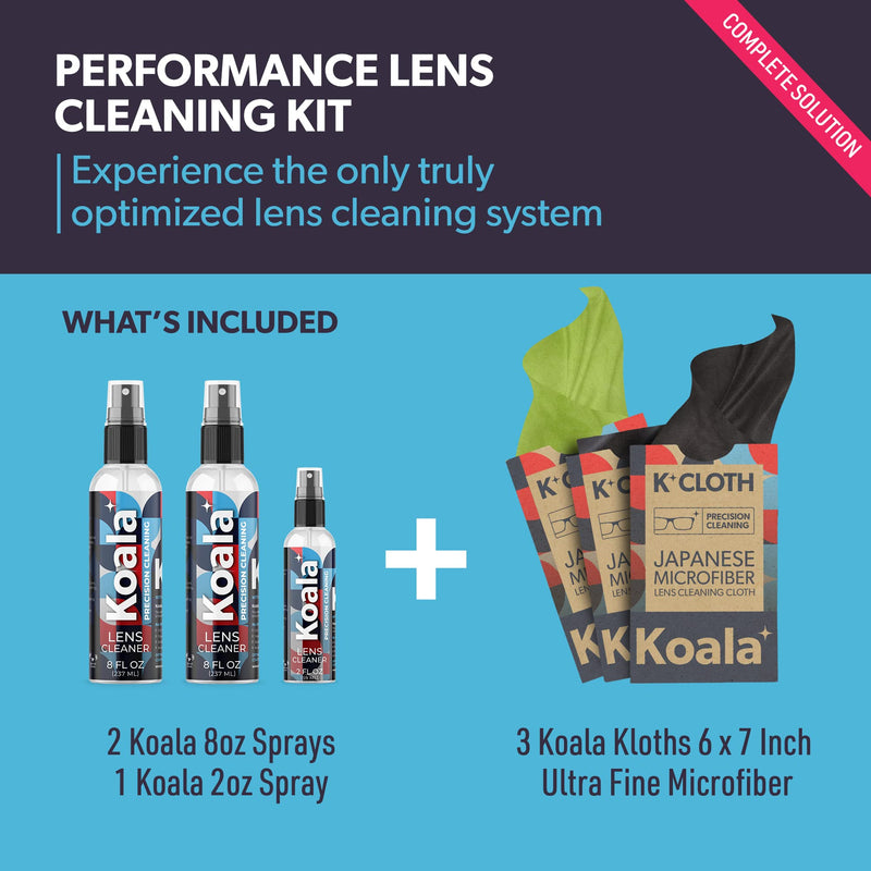 Koala Eyeglass Lens Cleaner Spray Kit | American Made | 18 Ounces + 3 Koala Cloths | Streak and Alcohol Free | Carefully Engineered Glasses Cleaner | Safe for All Lenses - NewNest Australia