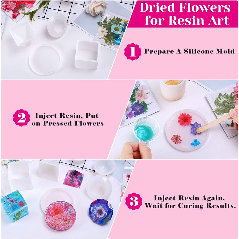 100Pcs Dried Flowers for Resin Molds, Thrilez Natural Dried Pressed Flower Herbs kit for Scrapbooking Supplies Card Making Supplies Resin Jewelry Soap and Candle Making(Blue, Purple, Red) - NewNest Australia
