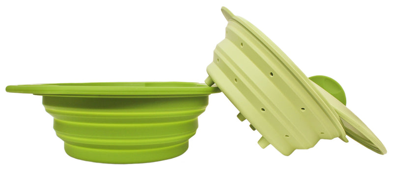 Zoie + Chloe 100% Silicone Family Size Steamer - Collapsible Design with Lid & Detachable Colander Green - NewNest Australia