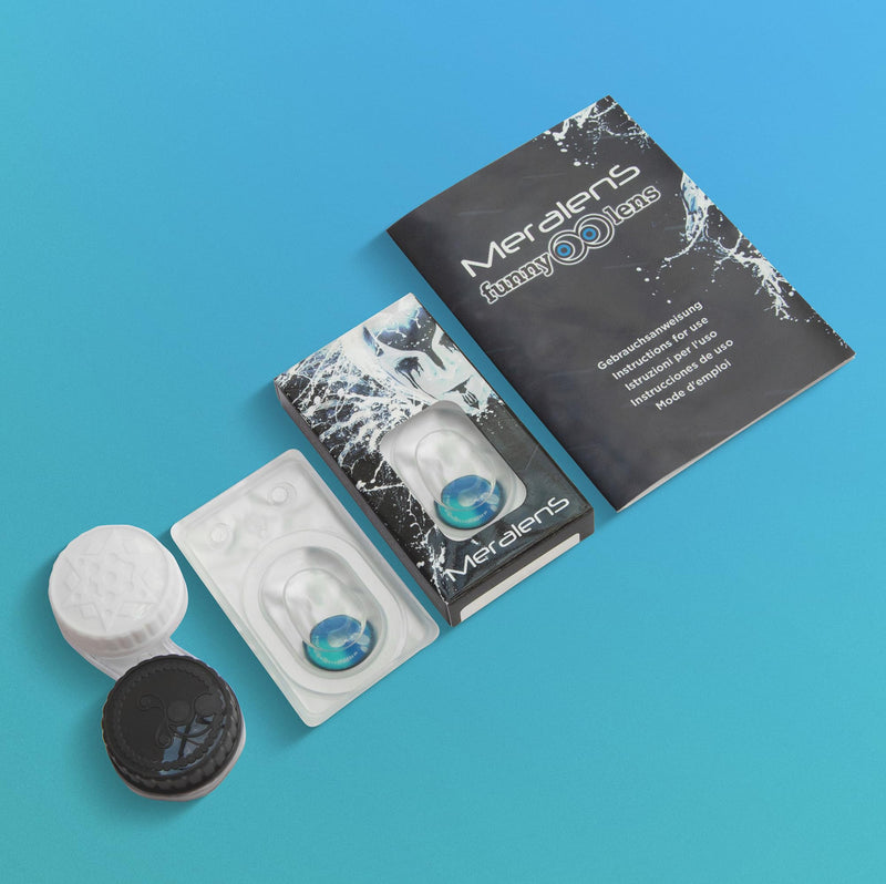 Meralens Colored Contact Lenses Anime Arc 2 Blue Crazy Fun Blue Annual Lenses 1 Pair Without Prescription With Free Lens Case - Top Quality For Fancy Dress, Carnival, Halloween, Cosplay 2023 - NewNest Australia