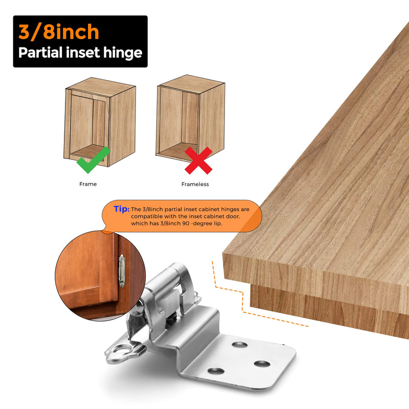 Ravinte 10 Packs (5 Pairs) 3/8" Inset Satin Nickel Cabinet Hinge,Self Closing Hinges for Kitchen/Bathroom/Furniture Cabinets & Doors,Decorative Cabinet Hardware Kitchen Cabinet Hinges with Door Bumper - NewNest Australia