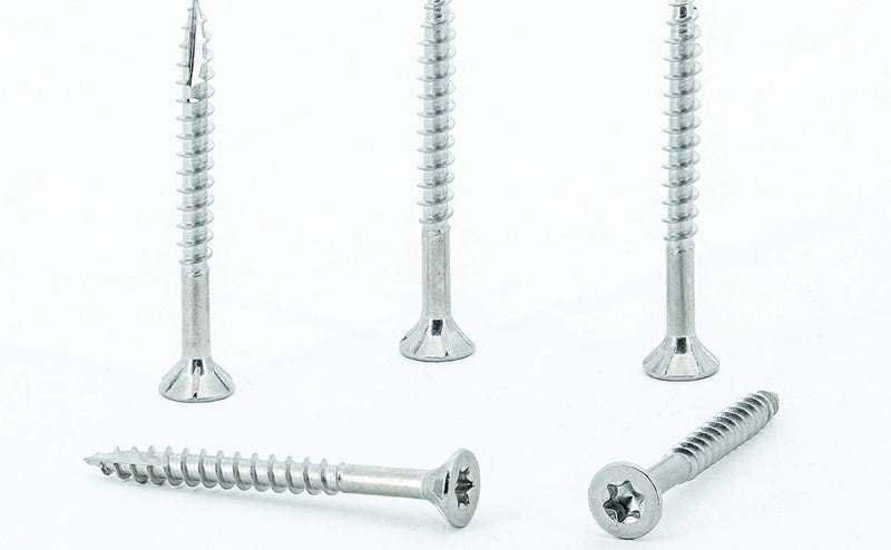 #8 X 1 5/8 Inch Stainless Steel Wood Screws Flat Head T20 Star Drive 304 Grade (100 pieces) for Outdoor Construction by Eagle Claw Fasteners (Driver Bit included) 100 #8 x 1 5/8" - NewNest Australia