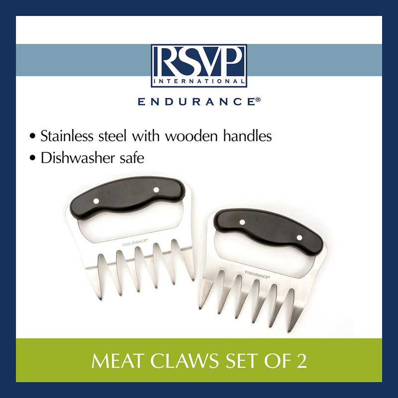 RSVP International Endurance Stainless Steel Meat Shredders, Set of 2 | Shred Meats, Toss Salads, & More | Contoured Handles with Easy Grip | Dishwasher Safe - NewNest Australia