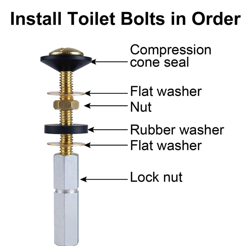 Universal Toilet Tank To Bowl Gaskets with 3 Set Brass Hardware Kits Fits Most 3-Inch 3.5-Inch flush valve opening 2-Piece Toilet Tanks - NewNest Australia