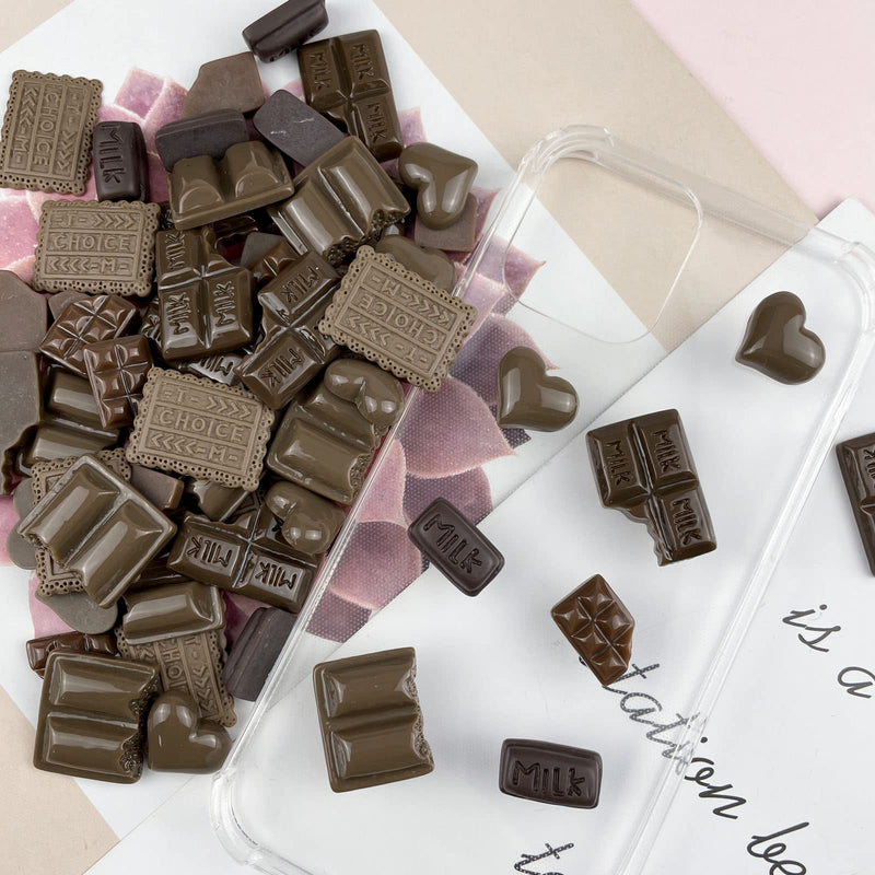 60 Pcs Simulation Chocolate Resin Flatback Flat Back Cabochon Craft Decoration Chocolate Slime Beads Fake Resin Candy for DIY Crafts - NewNest Australia