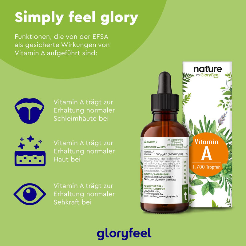 Vitamin A Drops High Dose - 5000 Iu (1500Œºg) Per Daily Dose - 50 Ml (1700 Drops) Real Vitamin A (Retinyl Palmitate) Dissolved In Mct Oil - Laboratory Tested Without Additives Made In Germany - NewNest Australia