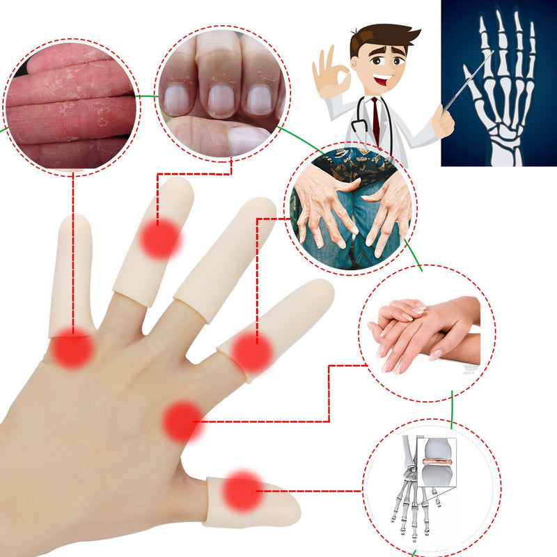 Gel Finger Cots, Finger Protector Support(14 PCS), New Material, Finger Bandages, Finger Sleeves Great for Trigger Finger, Hand Eczema, Finger Cracking, Finger Arthritis and More.(Nude) Nude 4pcs Short+10pcs Long - NewNest Australia