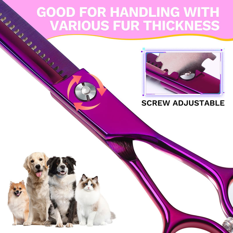Jason 7.5" Thinning Scissors For Dogs - Professional Thinning Scissors Dog Scissors With 36 Teeth Japanese Stainless Steel Grooming Scissors For Dogs Cats, Purple Tl-Thinning - NewNest Australia