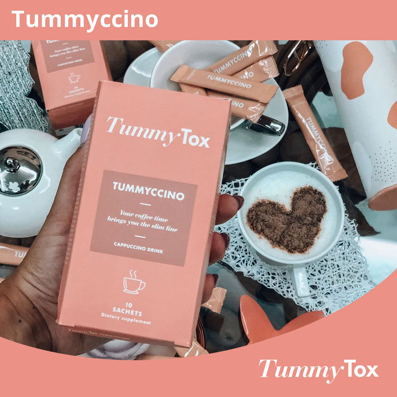 Tummyccino Caffeine Boost - Delicious Drink with Green Coffee Extract - Garcinia Cambogia and Guarana Extracts - 30 Sachets for 1 Month - With Free E-Book Guide - TummyTox - NewNest Australia