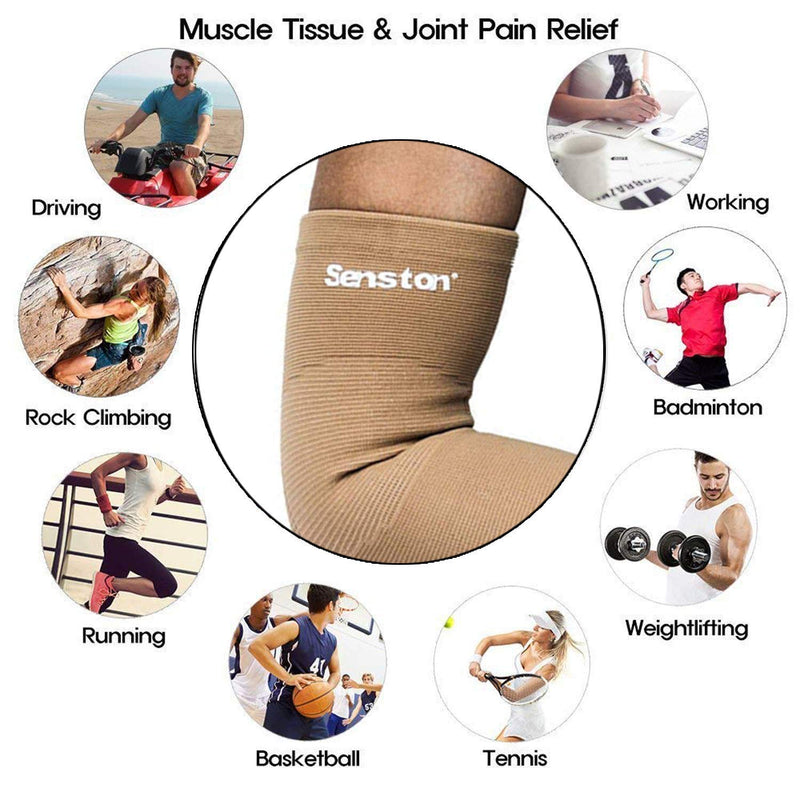Senston Arm Support - Compression Arm Sleeve for Tendonitis and Arthritis - All Sports for Men/Women/Youth Compression, Breathable, Sweat Absorbent S Beige - NewNest Australia