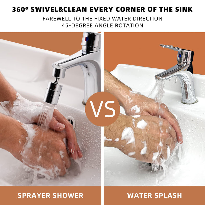 Waternymph Kitchen Sink Faucet Aerator Solid Brass - Big Angle Swivel Faucet Aerator Dual-function 2 Sprayer kitchen faucet attachment swivel sprayer- 360-Degree Swivel - Polished Chrome/ 1.8GPM - NewNest Australia