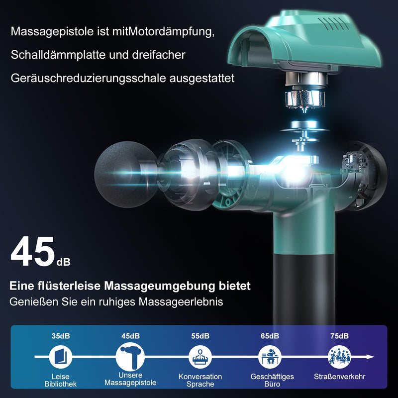 Massage Gun, Timiyou Massager Massage Gun With 99 Intensity Levels, Up To 9800 Rpm, 6 Massage Heads, Quiet Muscle Massage Gun For Pain Relief For Back, Neck (Peacock Blue) - NewNest Australia